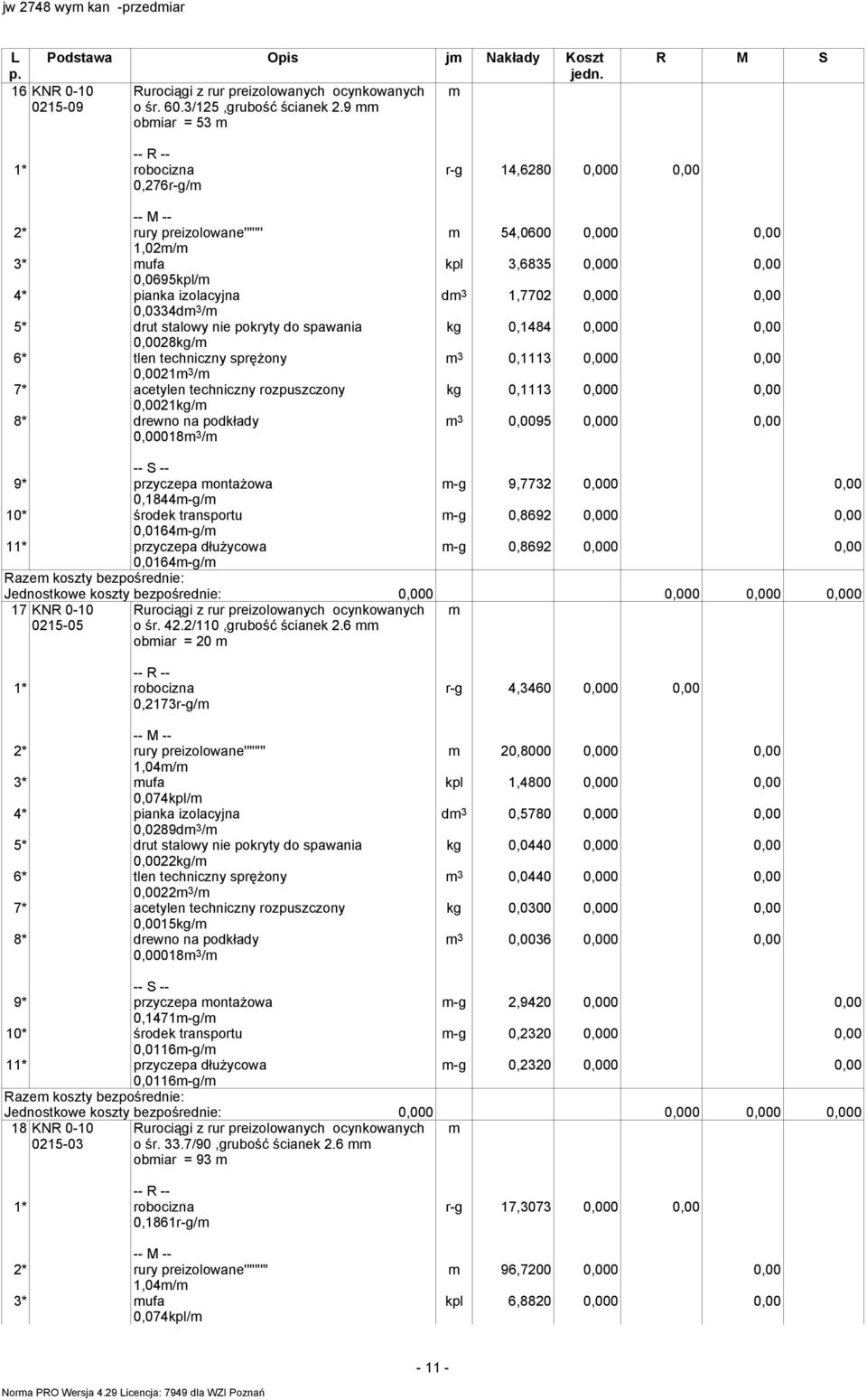 d 3 1,7702 0,000 0,00 kg 0,1484 0,000 0,00 3 0,1113 0,000 0,00 kg 0,1113 0,000 0,00 3 0,0095 0,000 0,00 9* przyczepa ontażowa 0,1844-g/ 0,0164-g/ 11* przyczepa dłużycowa 0,0164-g/ -g 9,7732 0,000