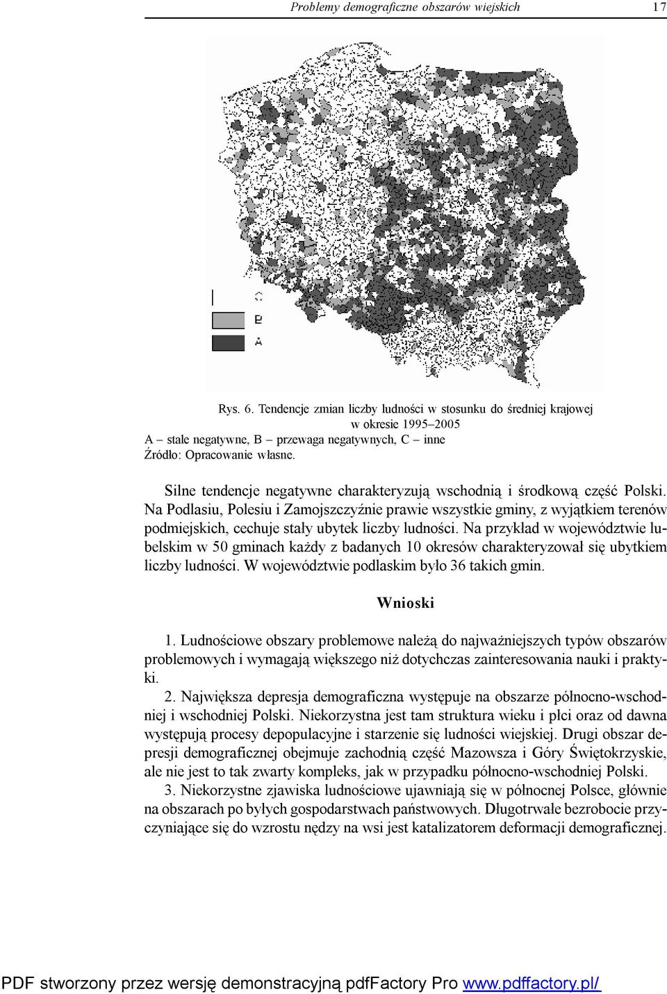 Silne tendencje negatywne charakteryzują wschodnią i środkową część Polski.