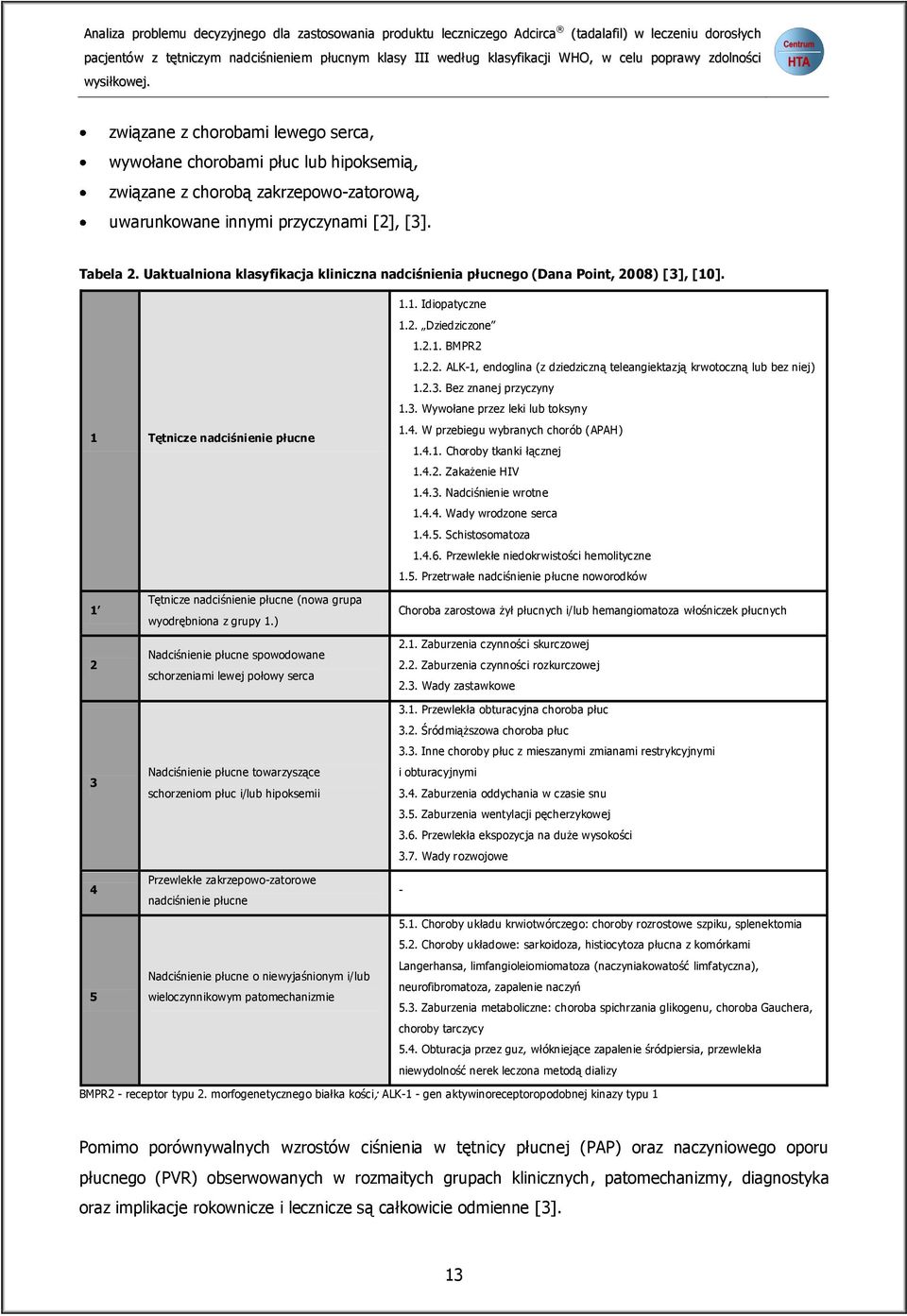 Uaktualniona klasyfikacja kliniczna nadciśnienia płucnego (Dana Point, 2008) [3], [10]. 1.1. Idiopatyczne 1 Tętnicze nadciśnienie płucne 1.2. Dziedziczone 1.2.1. BMPR2 1.2.2. ALK-1, endoglina (z dziedziczną teleangiektazją krwotoczną lub bez niej) 1.