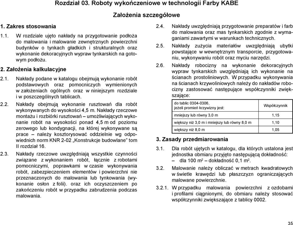 1. W rozdziale ujęto nakłady na przygotowanie podłoża do malowania i malowanie zewnętrznych powierzchni budynków o tynkach gładkich i strukturalnych oraz wykonanie dekoracyjnych wypraw tynkarskich na