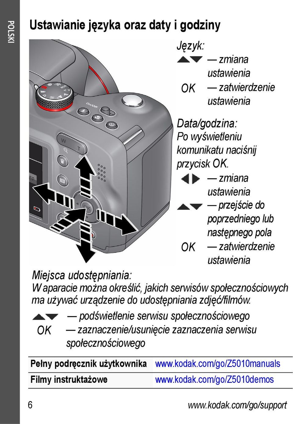 serwisów społecznościowych ma używać urządzenie do udostępniania zdjęć/filmów.