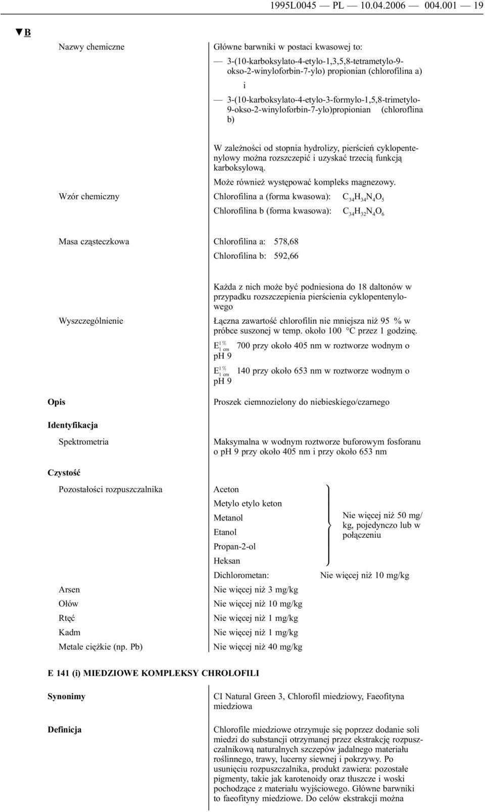 3-(10-karboksylato-4-etylo-3-formylo-1,5,8-trimetylo- -okso-2-winyloforbin-7-ylo)propionian (chloroflina b) W zależności od stopnia hydrolizy, pierścień cyklopentenylowy można rozszczepić i uzyskać