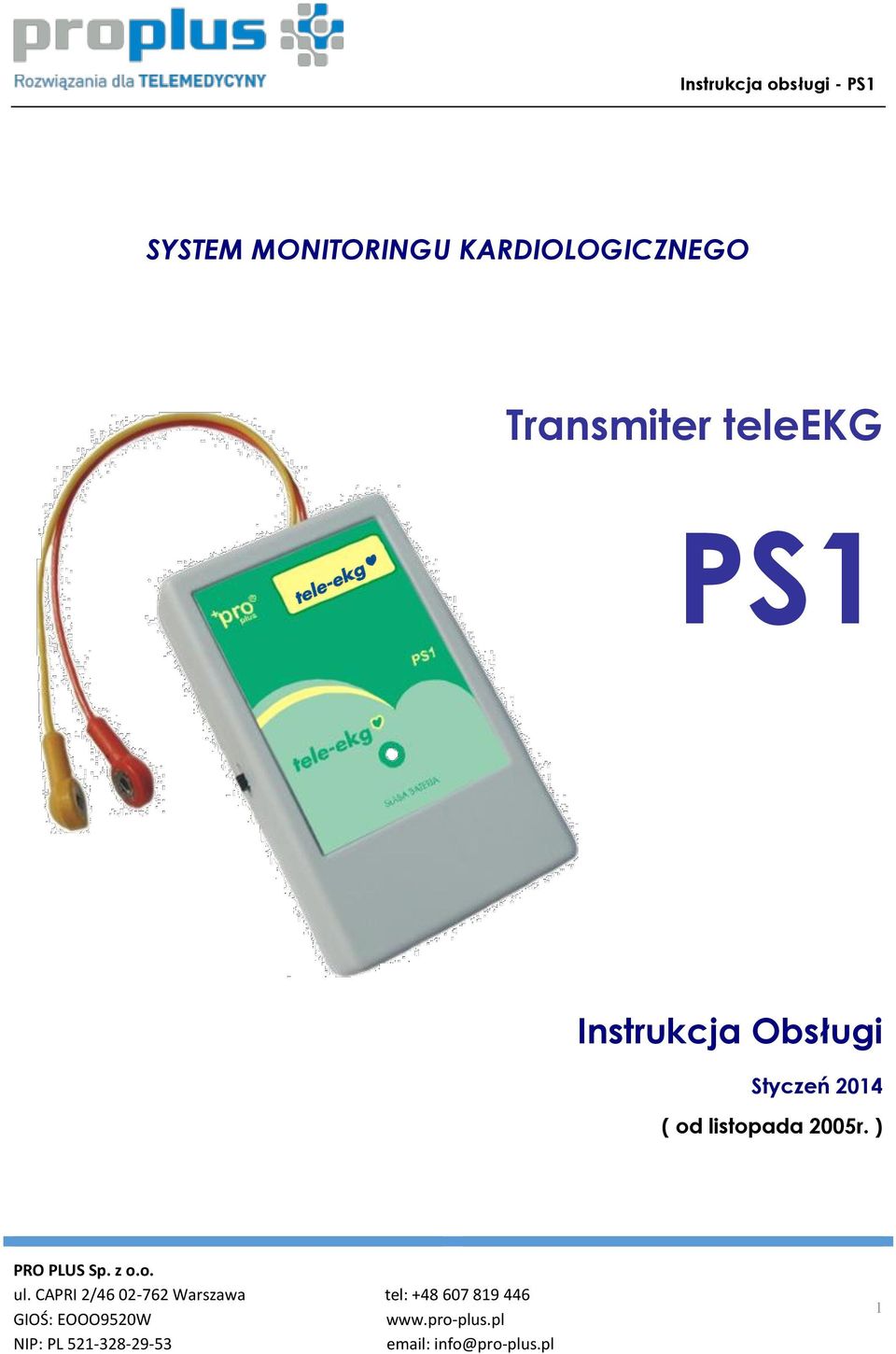 teleekg PS1 Instrukcja
