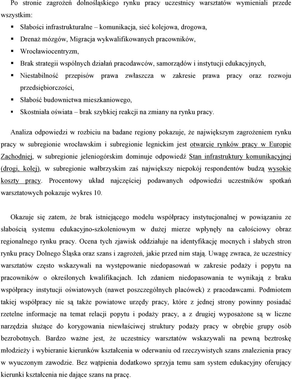 oraz rozwoju przedsiębiorczości, Słabość budownictwa mieszkaniowego, Skostniała oświata brak szybkiej reakcji na zmiany na rynku pracy.