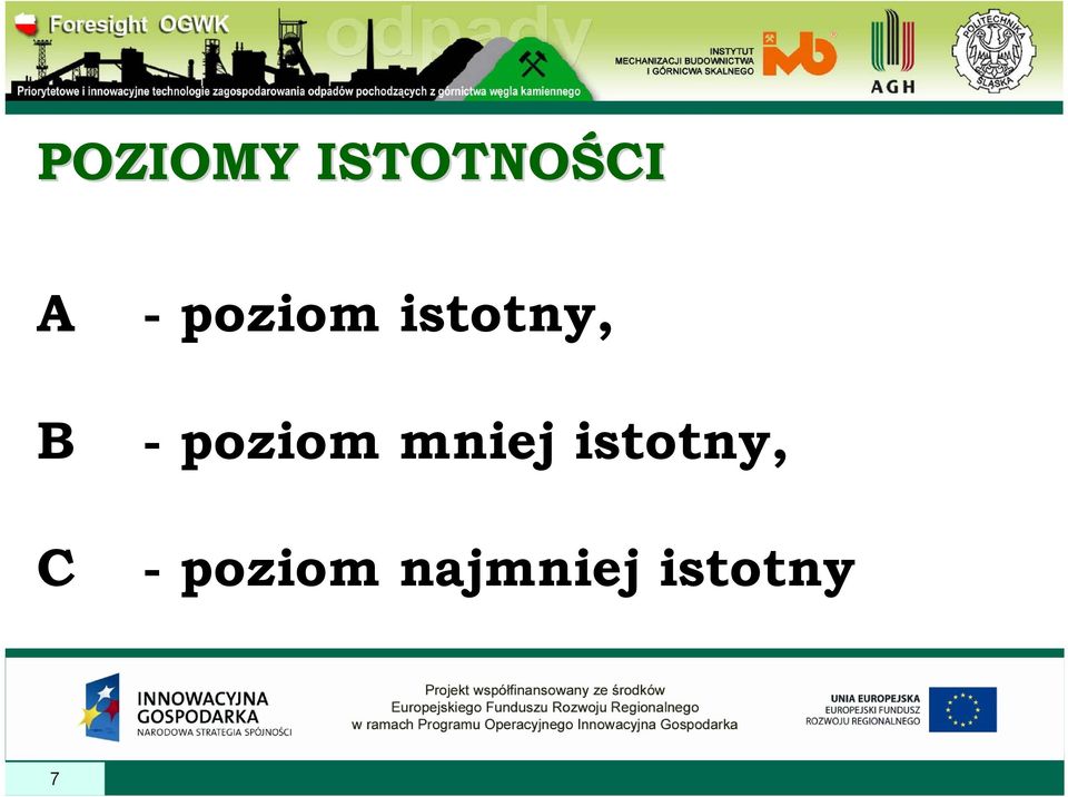 poziom mniej istotny, -