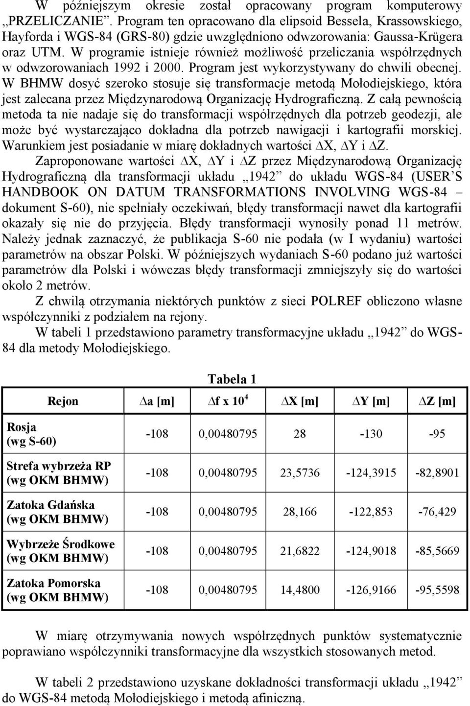 W programie istnieje również możliwość przeliczania współrzędnych w odwzorowaniach 1992 i 2000. Program jest wykorzystywany do chwili obecnej.