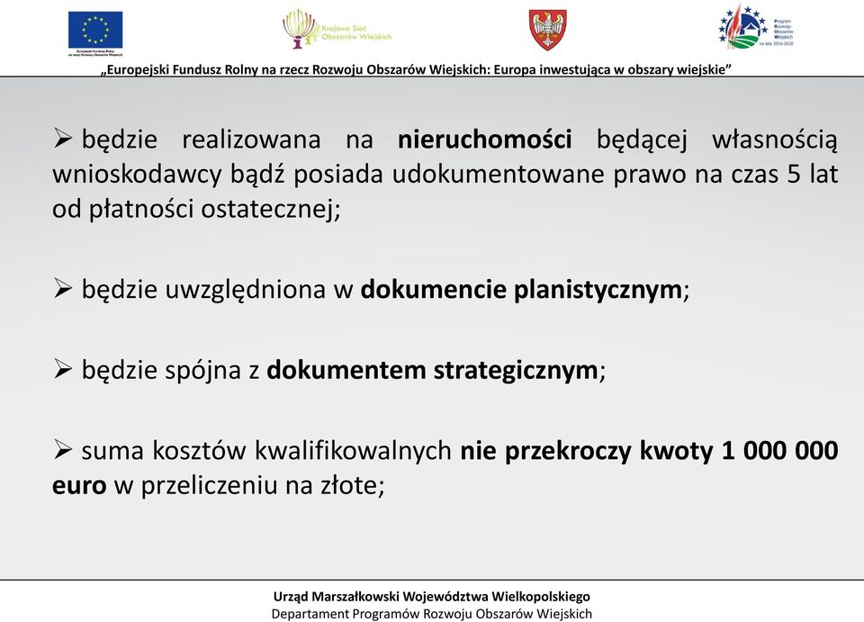 w dokumencie planistycznym; będzie spójna z dokumentem strategicznym; suma