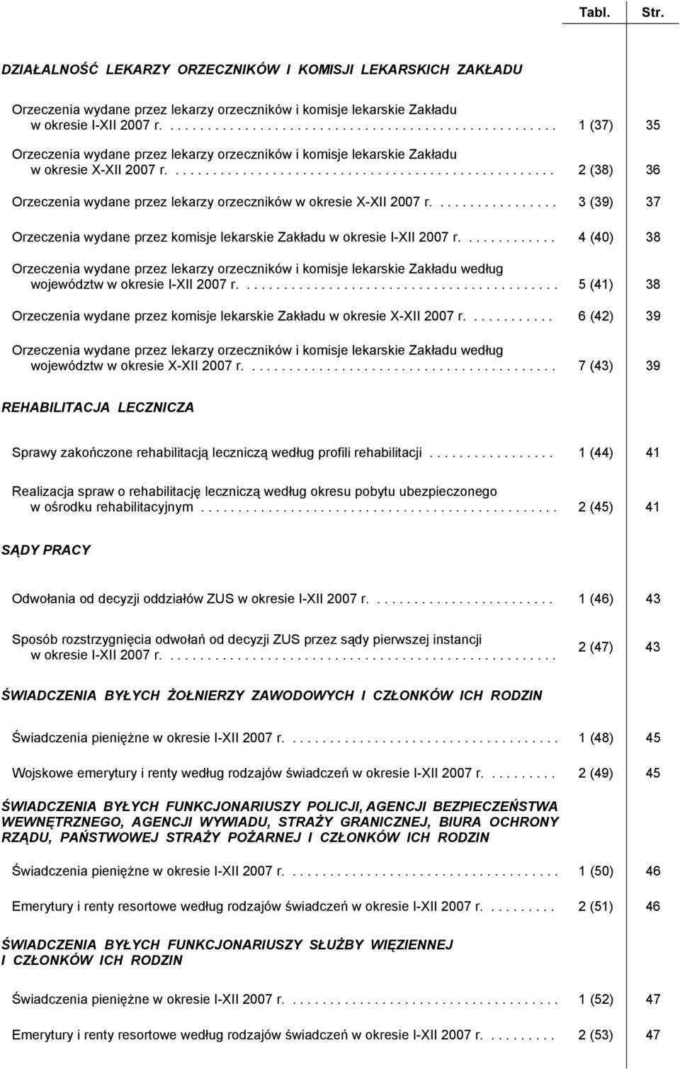 ................................................... 2 (38) 36 Orzeczenia wydane przez lekarzy orzeczników w okresie X-XII 2007 r.