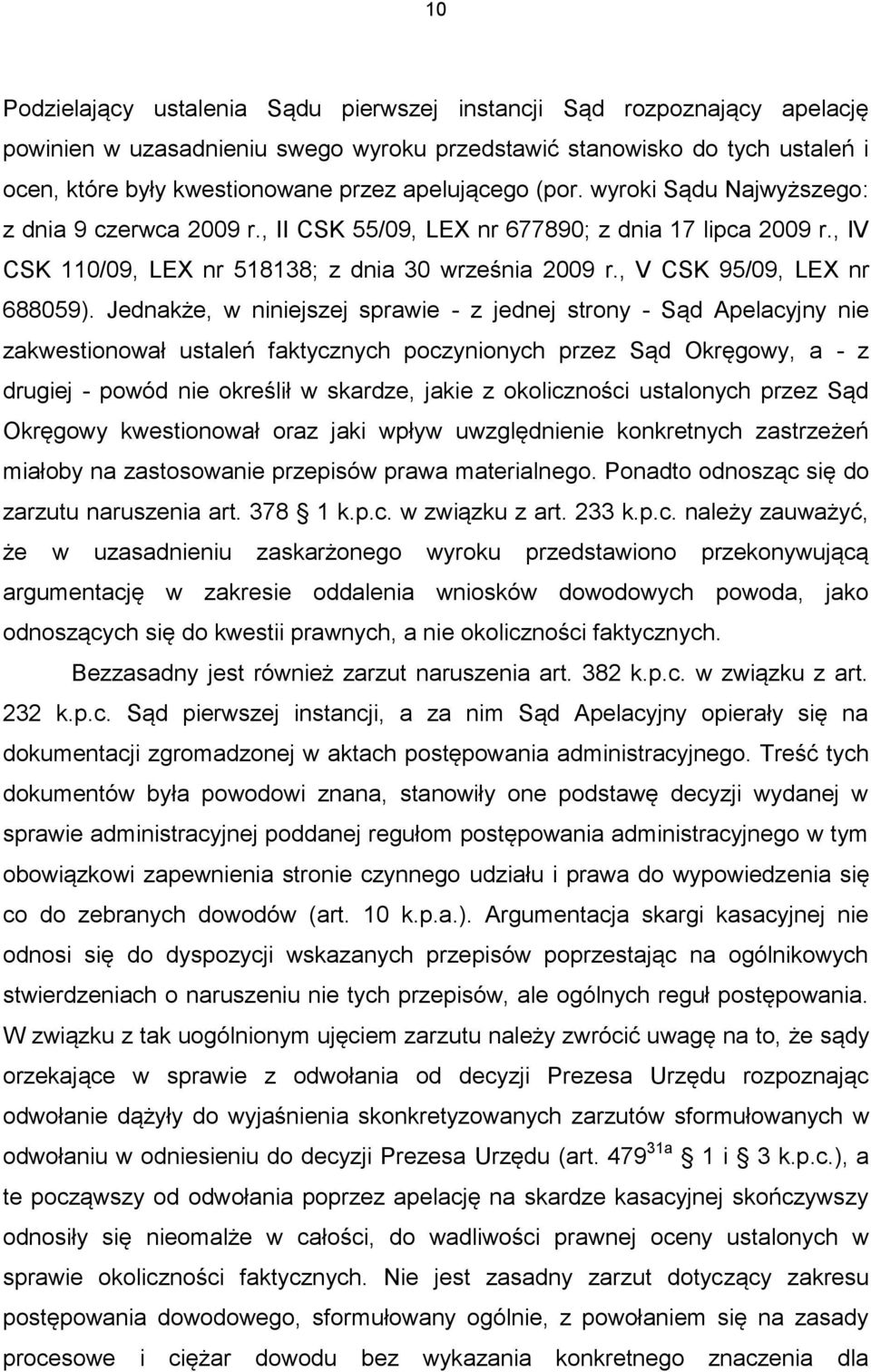 , V CSK 95/09, LEX nr 688059).