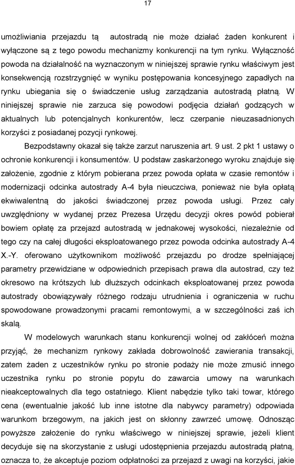 usług zarządzania autostradą płatną.