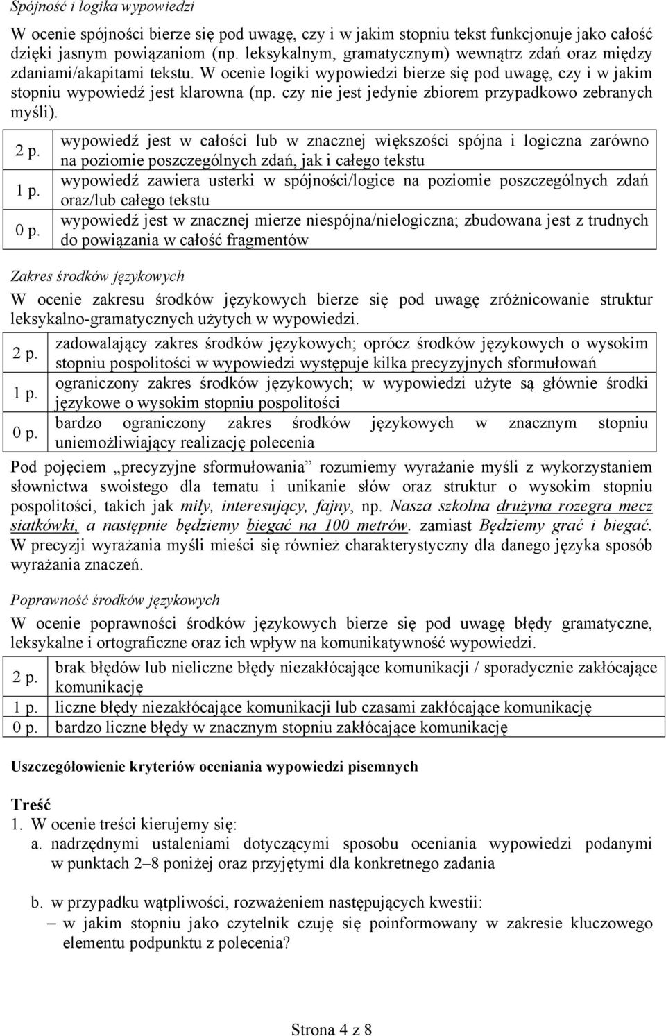 czy nie jest jedynie zbiorem przypadkowo zebranych myśli). 2 p. 1 p. 0 p.