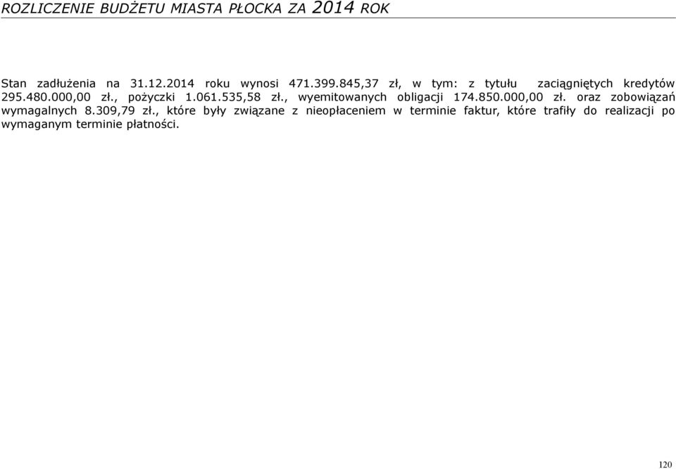 535,58 zł., wyemitowanych obligacji 174.850.000,00 zł. oraz zobowiązań wymagalnych 8.