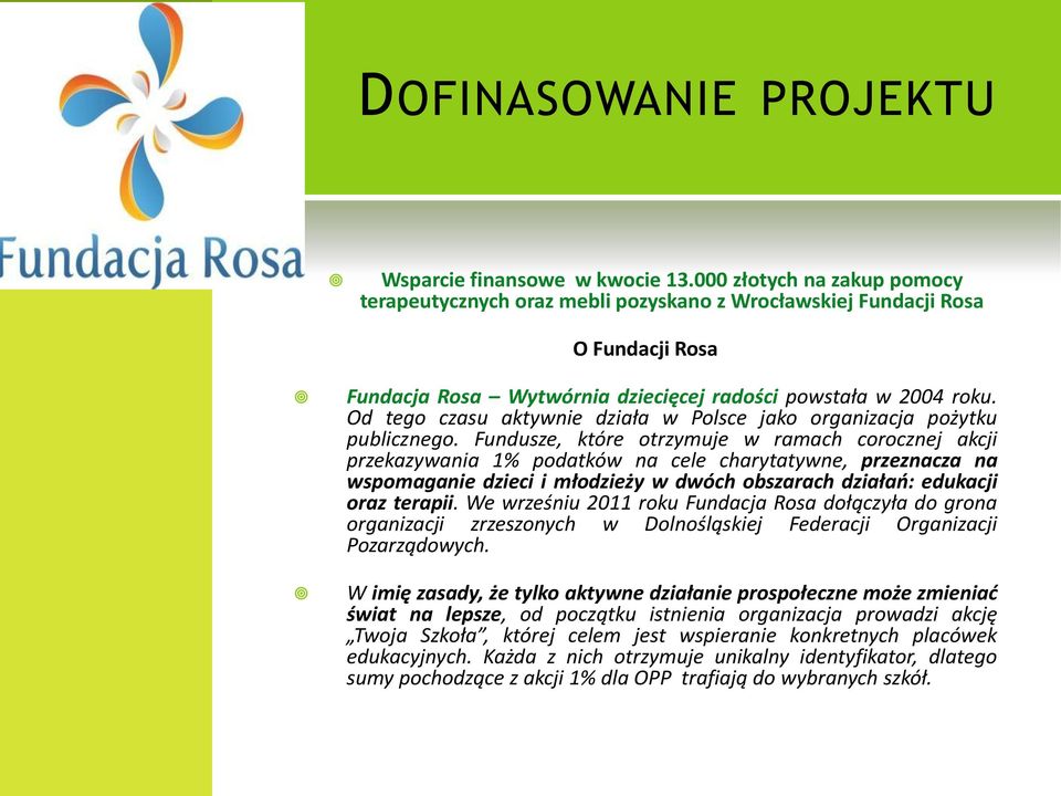 Od tego czasu aktywnie działa w Polsce jako organizacja pożytku publicznego.