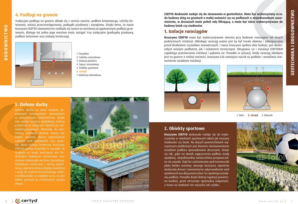 podłoże betonowe oraz izolację termiczną). 7. Posadzka. Szlichta cementowa. Izolacja pozioma. Szpryc cementowy. Podłoże gruntowe. Certyd 7.