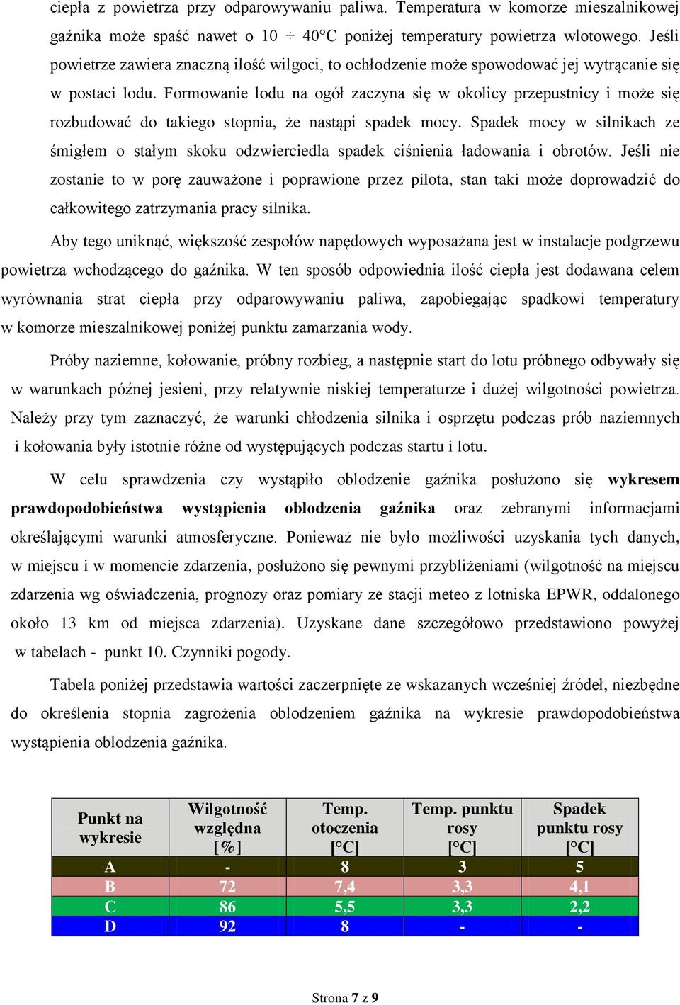 Formowanie lodu na ogół zaczyna się w okolicy przepustnicy i może się rozbudować do takiego stopnia, że nastąpi spadek mocy.