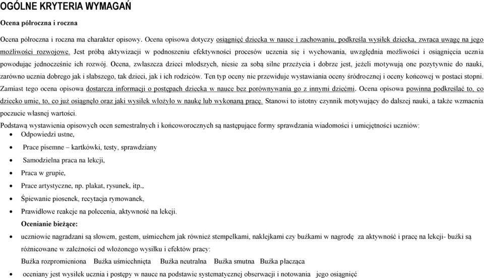 Jest próbą aktywizacji w podnoszeniu efektywności procesów uczenia się i wychowania, uwzględnia możliwości i osiągnięcia ucznia powodując jednocześnie ich rozwój.