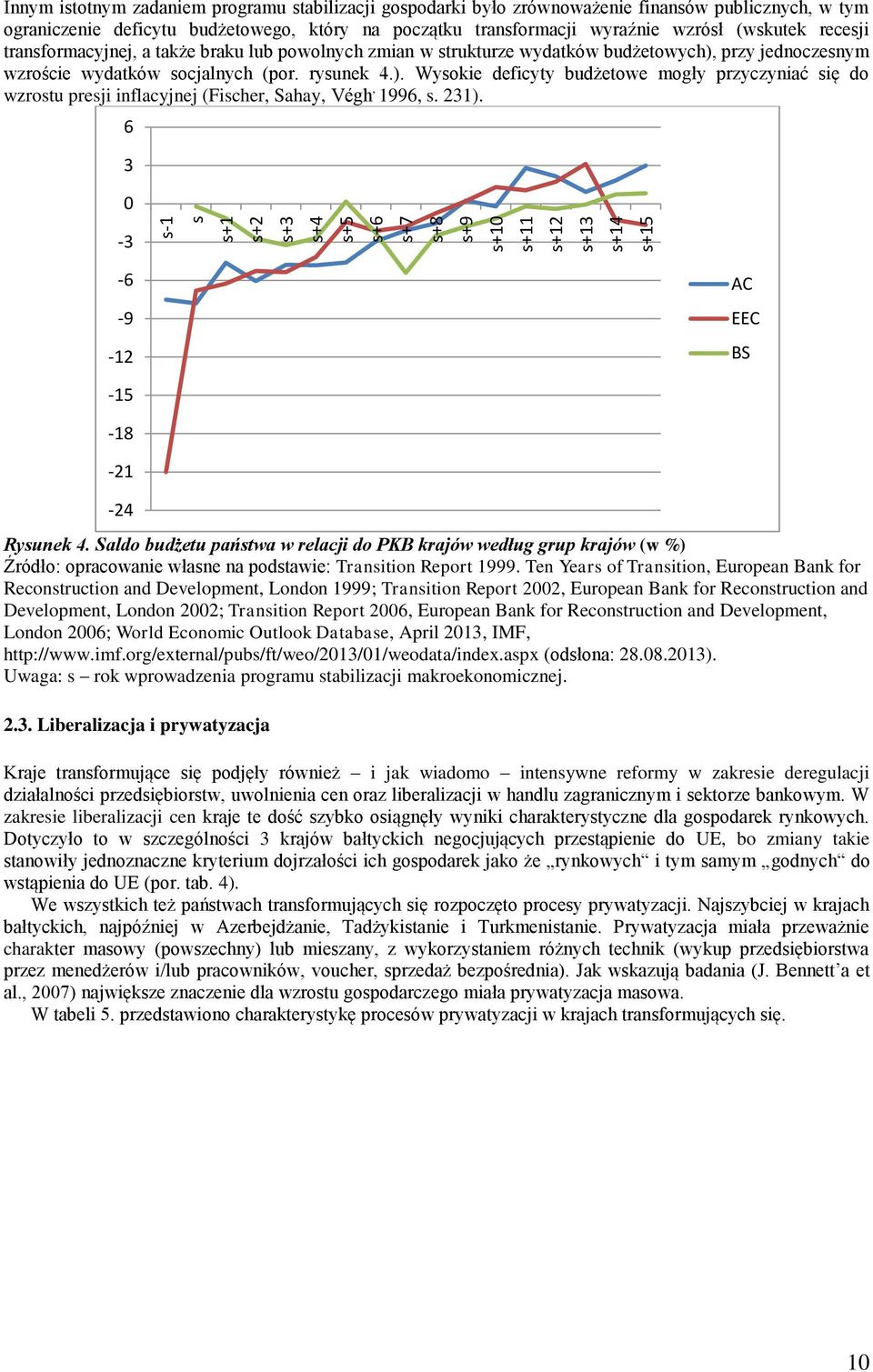 przy jednoczesnym wzroście wydatków socjalnych (por. rysunek 4.). Wysokie deficyty budżetowe mogły przyczyniać się do wzrostu presji inflacyjnej (Fischer, Sahay, Végh, 1996, s. 231).