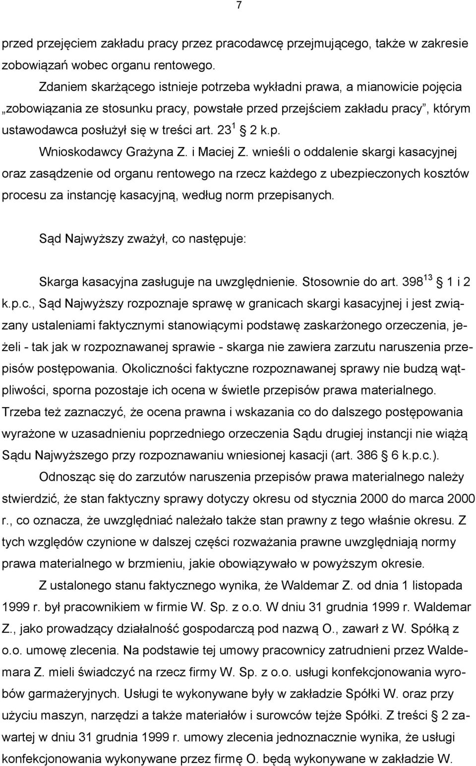 23 1 2 k.p. Wnioskodawcy Grażyna Z. i Maciej Z.