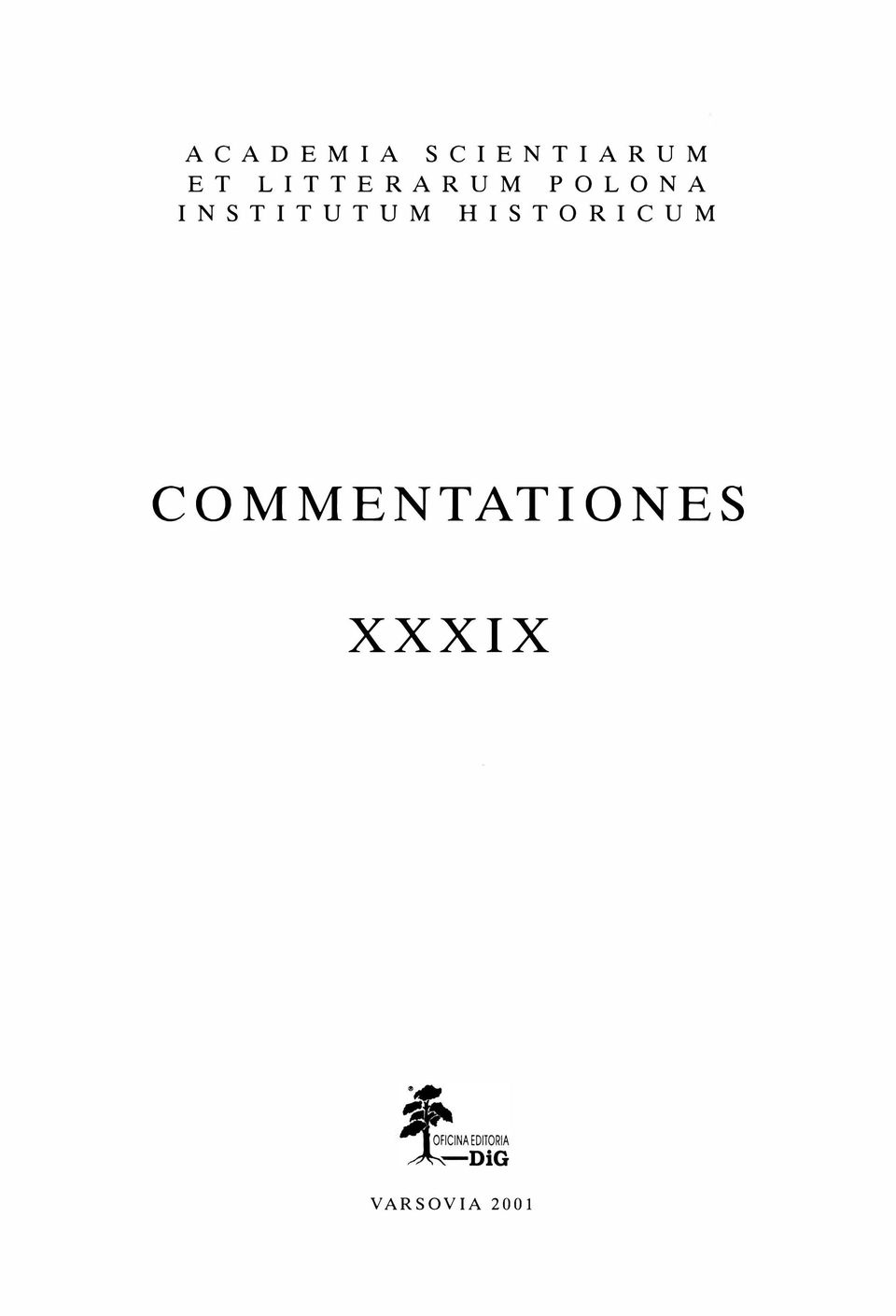 HISTORICUM COMMENTATIONES