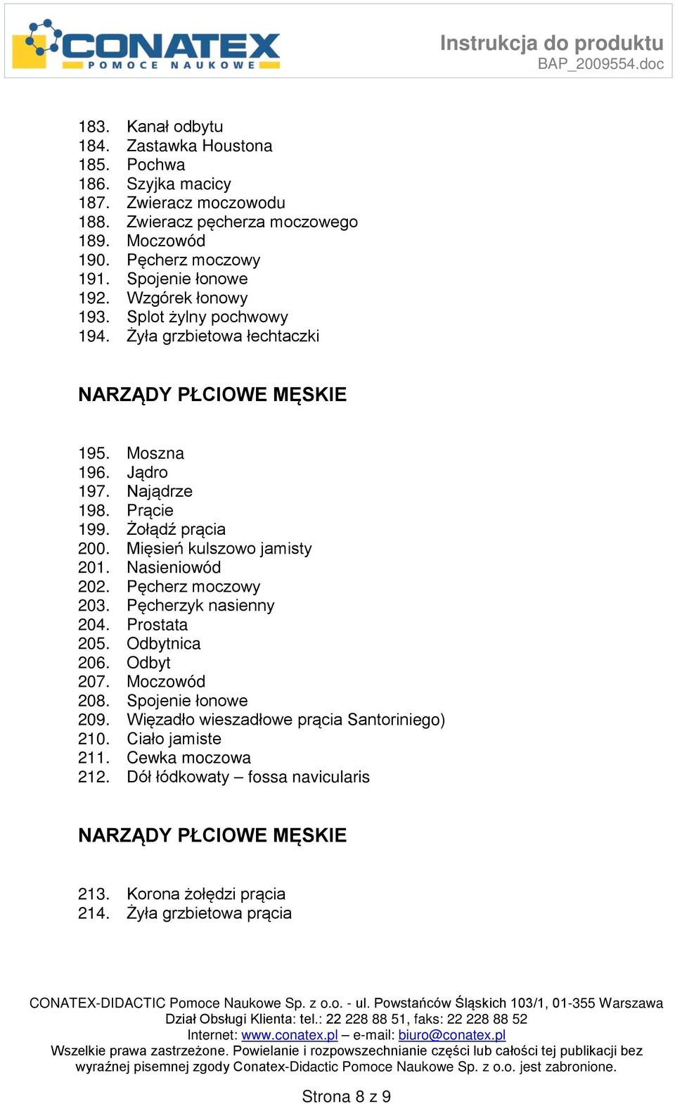 Żołądź prącia 200. Mięsień kulszowo jamisty 201. Nasieniowód 202. Pęcherz moczowy 203. Pęcherzyk nasienny 204. Prostata 205. Odbytnica 206. Odbyt 207. Moczowód 208.