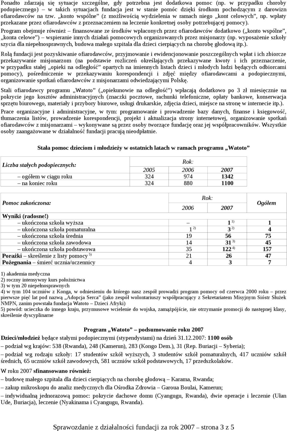 konto wspólne (z możliwością wydzielenia w ramach niego kont celowych, np. wpłaty przekazane przez ofiarodawców z przeznaczeniem na leczenie konkretnej osoby potrzebującej pomocy).