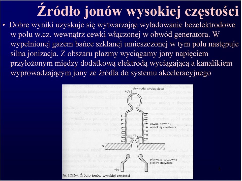 W wypełnionej gazem bańce szklanej umieszczonej w tym polu następuje silna jonizacja.