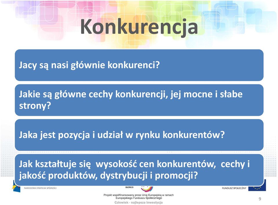 Jaka jest pozycja i udział w rynku konkurentów?