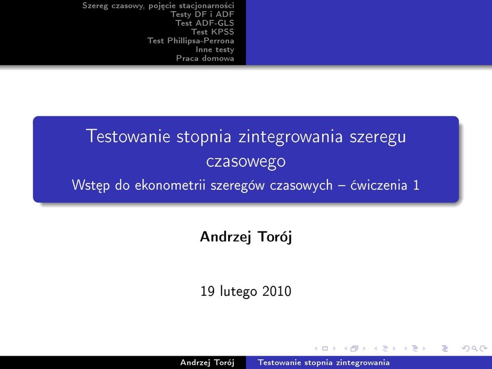 szeregów czasowych