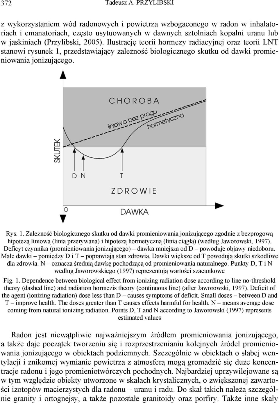 Ilustrację teorii hormezy radiacyjnej oraz teorii LNT stanowi rysunek 1,