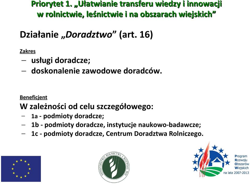 wiejskich Działanie Doradztwo (art.