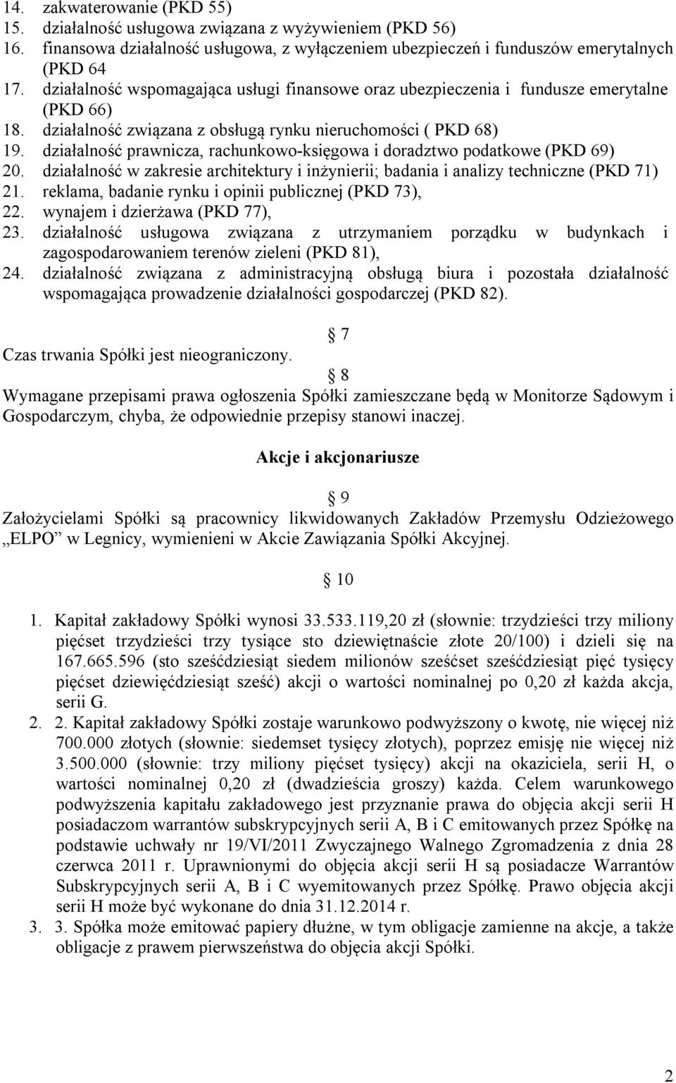 działalność prawnicza, rachunkowo-księgowa i doradztwo podatkowe (PKD 69) 20. działalność w zakresie architektury i inżynierii; badania i analizy techniczne (PKD 71) 21.