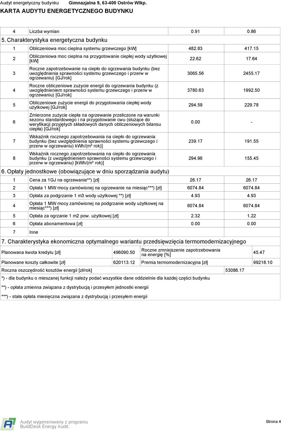 w ogrzewaniu) [GJ/rok] Roczne obliczeniowe zużycie energii do ogrzewania budynku (z uwzględnieniem sprawności systemu grzewczego i przerw w ogrzewaniu) [GJ/rok] Obliczeniowe zużycie energii do