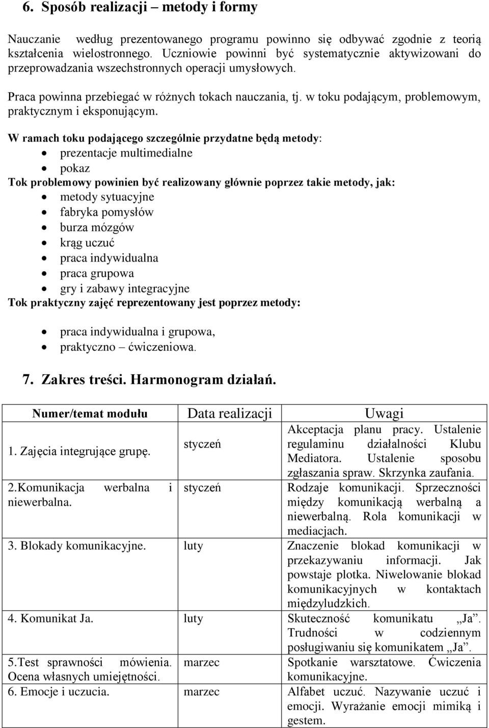 w toku podającym, problemowym, praktycznym i eksponującym.