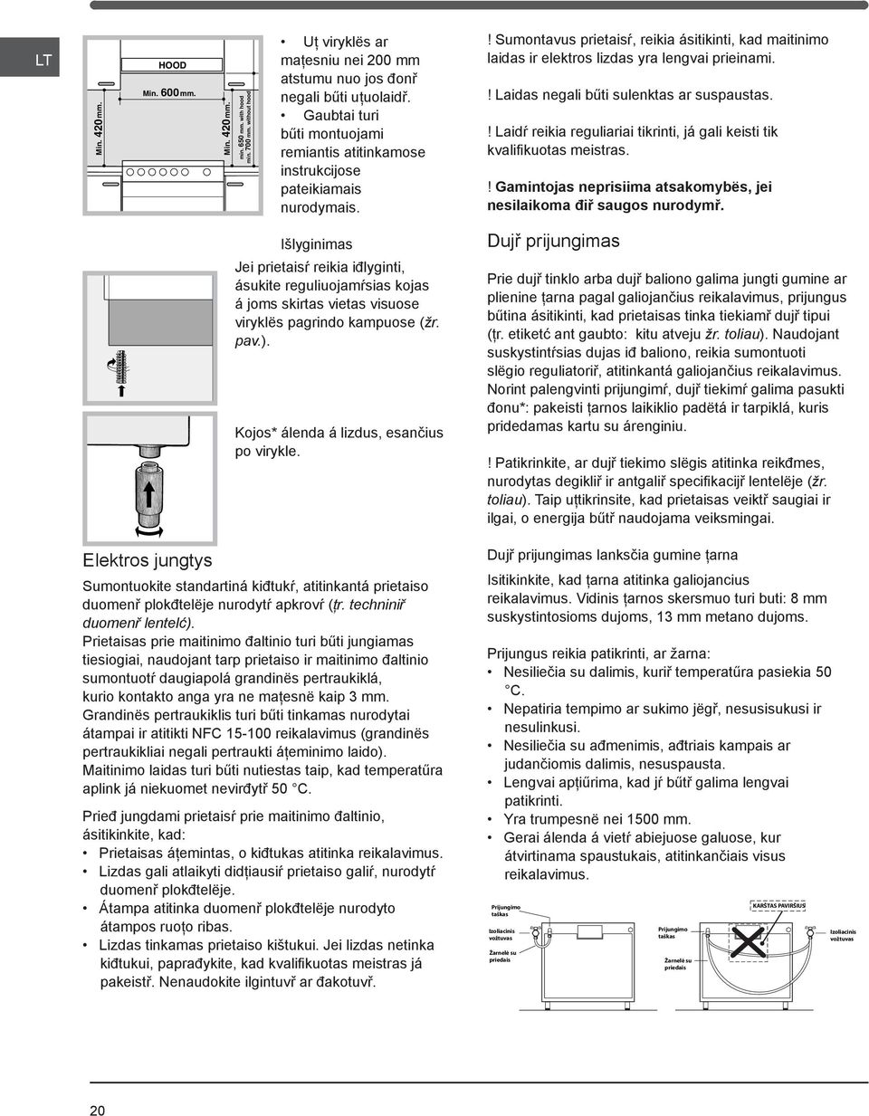 ! Laidas negali bűti sulenktas ar suspaustas.! Laidŕ reikia reguliariai tikrinti, já gali keisti tik kvalifi kuotas meistras.! Gamintojas neprisiima atsakomybës, jei nesilaikoma điř saugos nurodymř.
