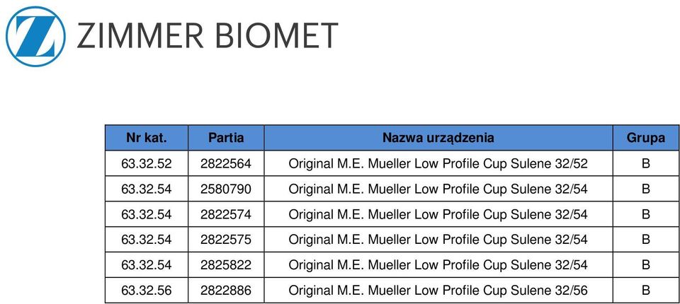 E. Mueller Low Profile Cup Sulene 32/54 B 63.32.54 2825822 Original M.E. Mueller Low Profile Cup Sulene 32/54 B 63.32.56 2822886 Original M.