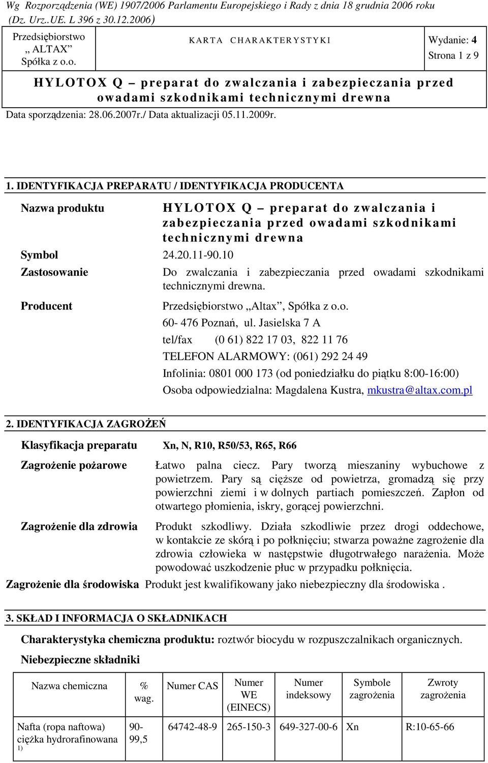 Producent Altax, 60-476 Poznań, ul.