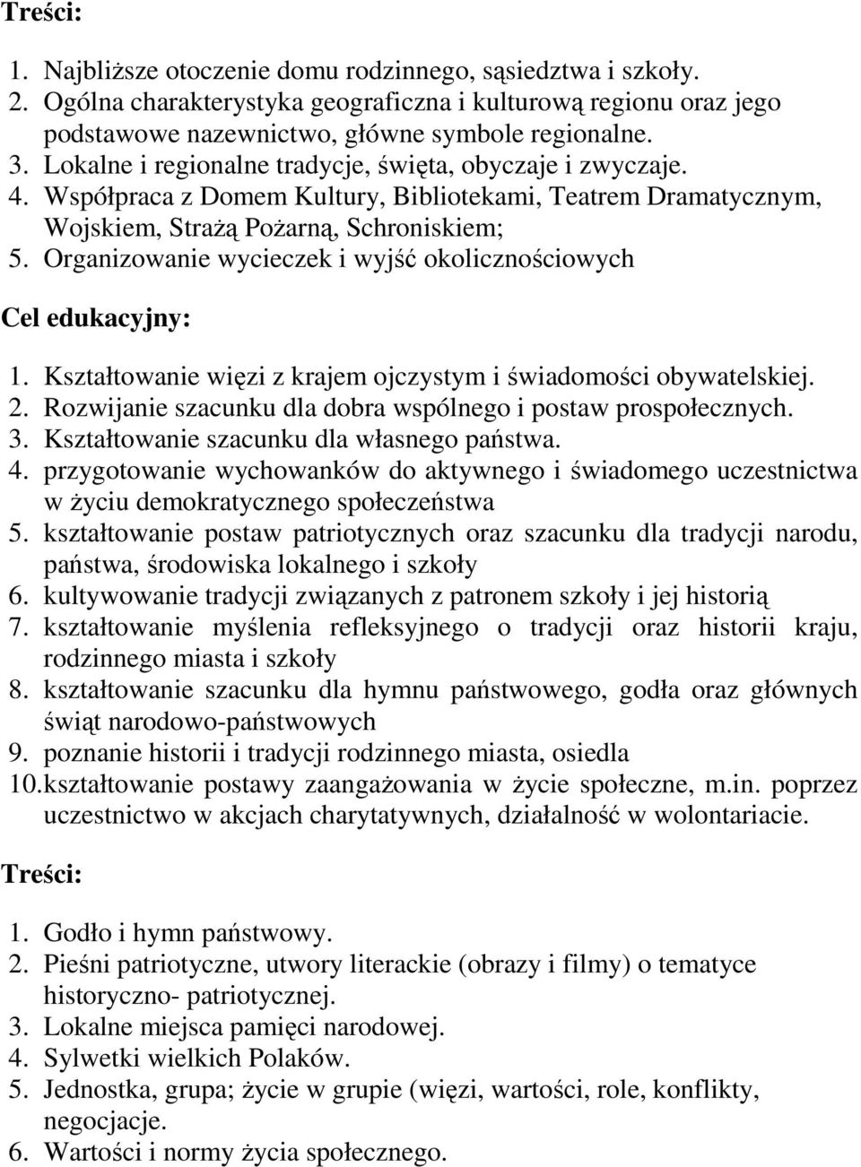 Organizowanie wycieczek i wyjść okolicznościowych Cel edukacyjny: 1. Kształtowanie więzi z krajem ojczystym i świadomości obywatelskiej. 2.
