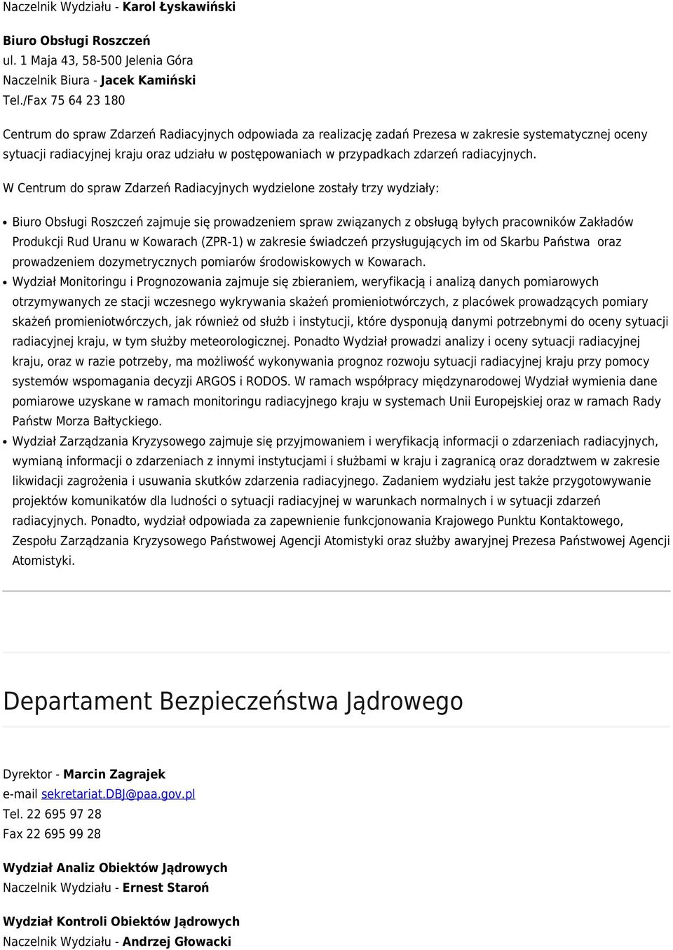 zdarzeń radiacyjnych.
