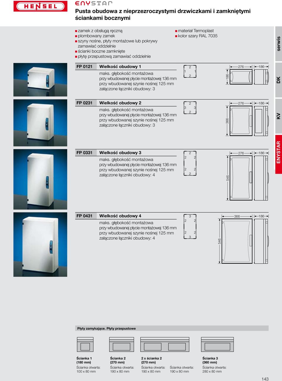 głębokość montażowa przy wbudowanej płycie montażowej 136 mm przy wbudowanej szynie nośnej 125 mm załączone łączniki obudowy: 3 FP 0231 Wielkość obudowy 2 maks.