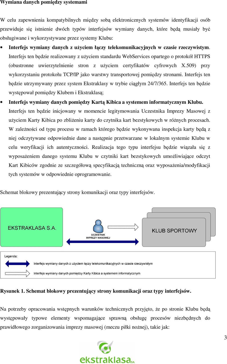 Interfejs ten będzie realizowany z uŝyciem standardu WebServices opartego o protokół HTTPS (obustronne uwierzytelnienie stron z uŝyciem certyfikatów cyfrowych X.