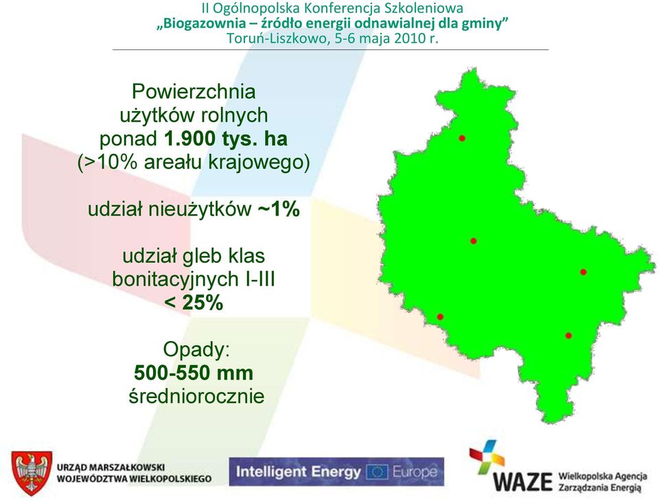 ha (>10% areału krajowego) udział