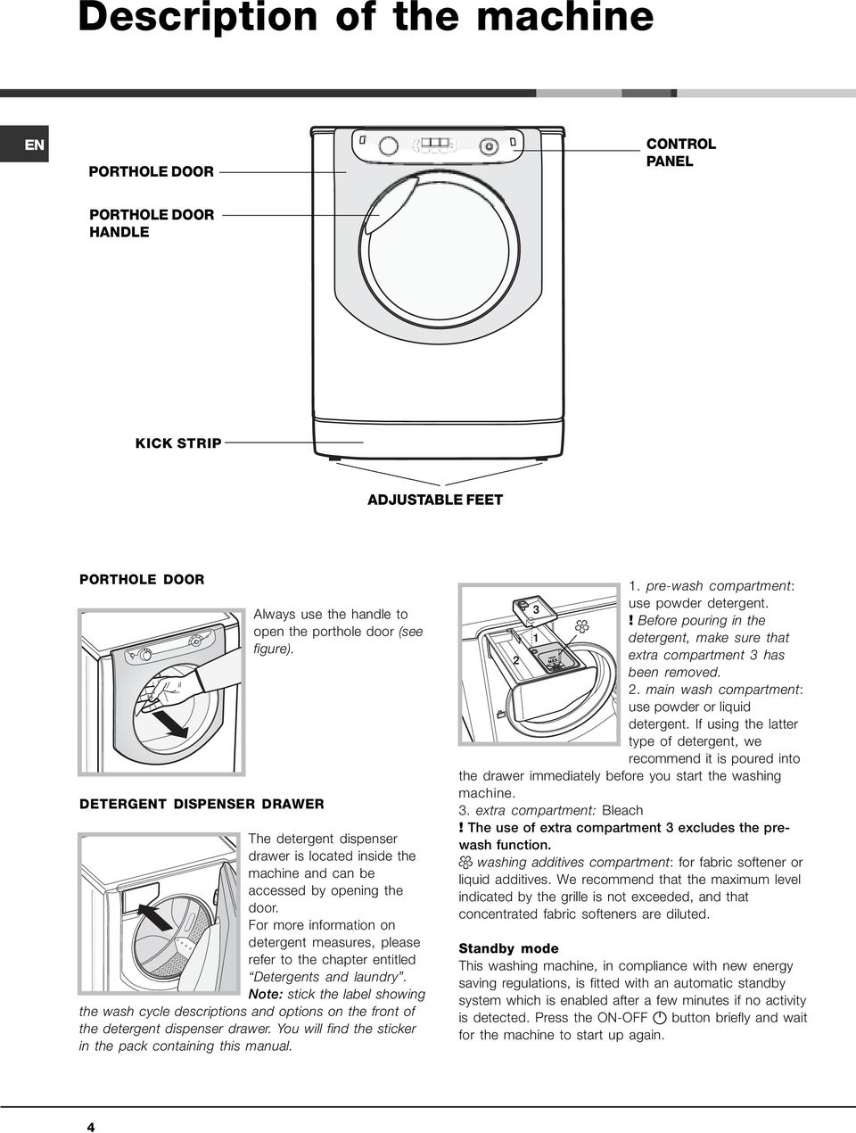 For more information on detergent measures, please refer to the chapter entitled Detergents and laundry.