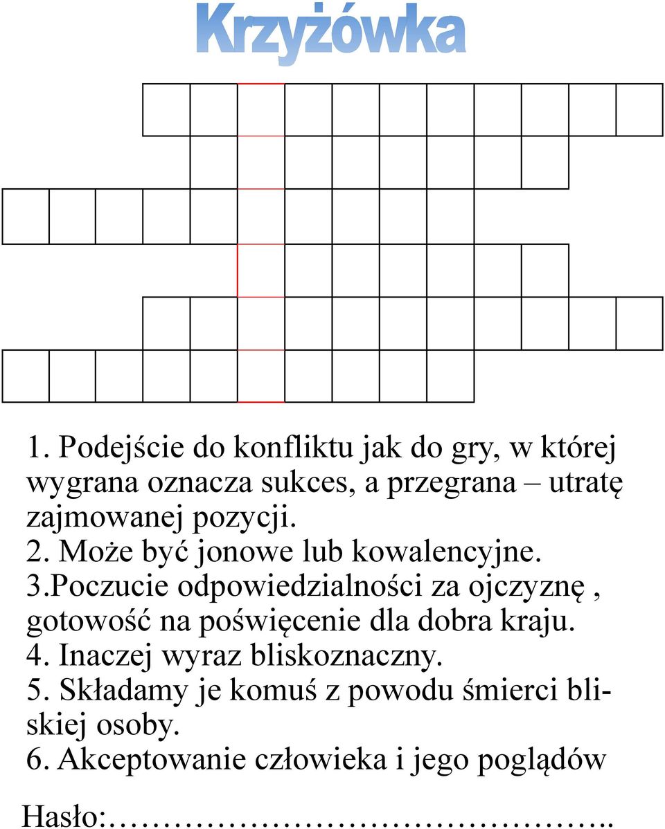 Poczucie odpowiedzialności za ojczyznę, gotowość na poświęcenie dla dobra kraju. 4.