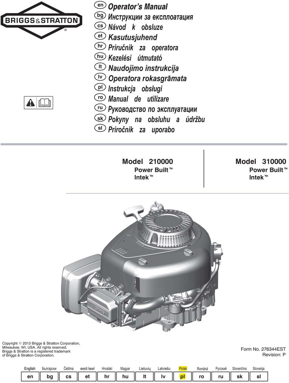 310000 Power uiltt Intekt opyright E 2013 riggs & Stratton orporation, Milwaukee, WI, US. ll rights reserved.