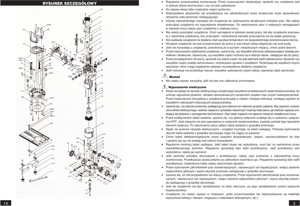 Używaj odpowiedniego narzędzia lub urządzenia do wykonywania określonych rodzajów prac. Nie należy przeciążać urządzenia ani wyposażenia dodatkowego.