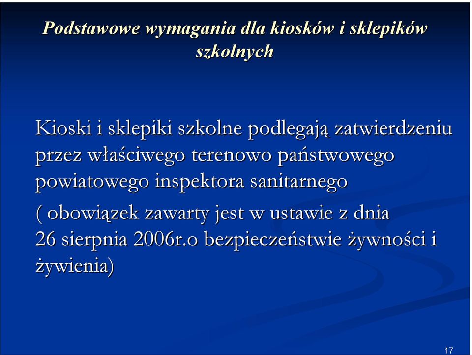 państwowego powiatowego inspektora sanitarnego ( obowiązek zawarty