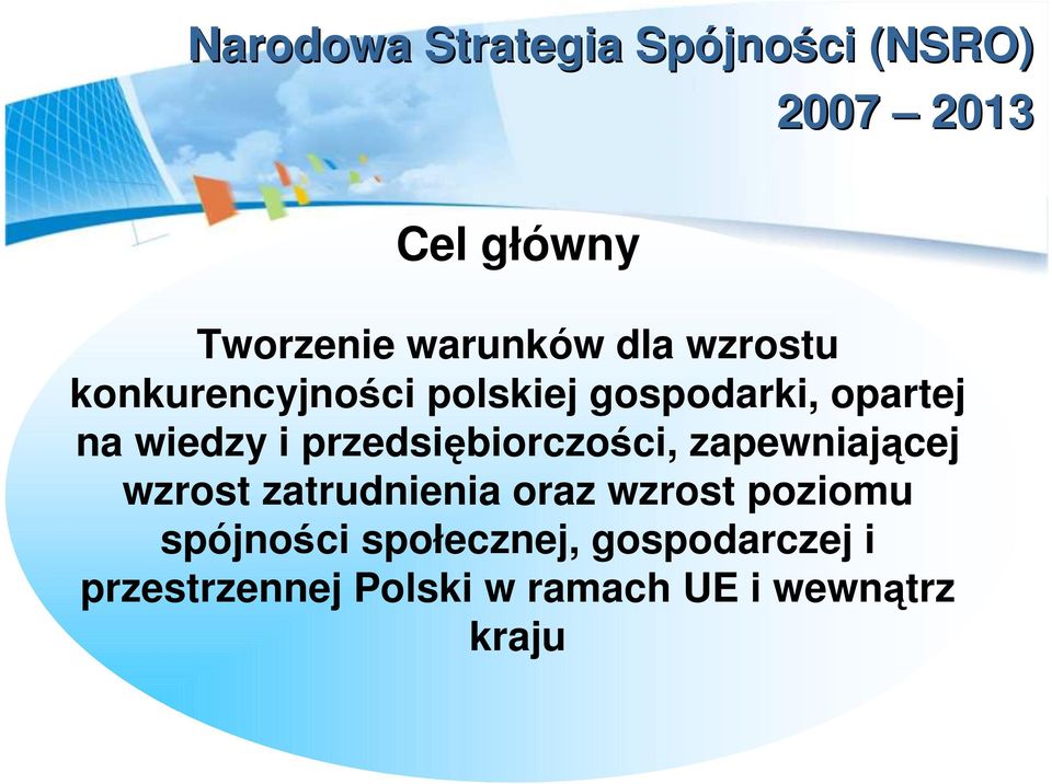 przedsiębiorczości, zapewniającej wzrost zatrudnienia oraz wzrost poziomu