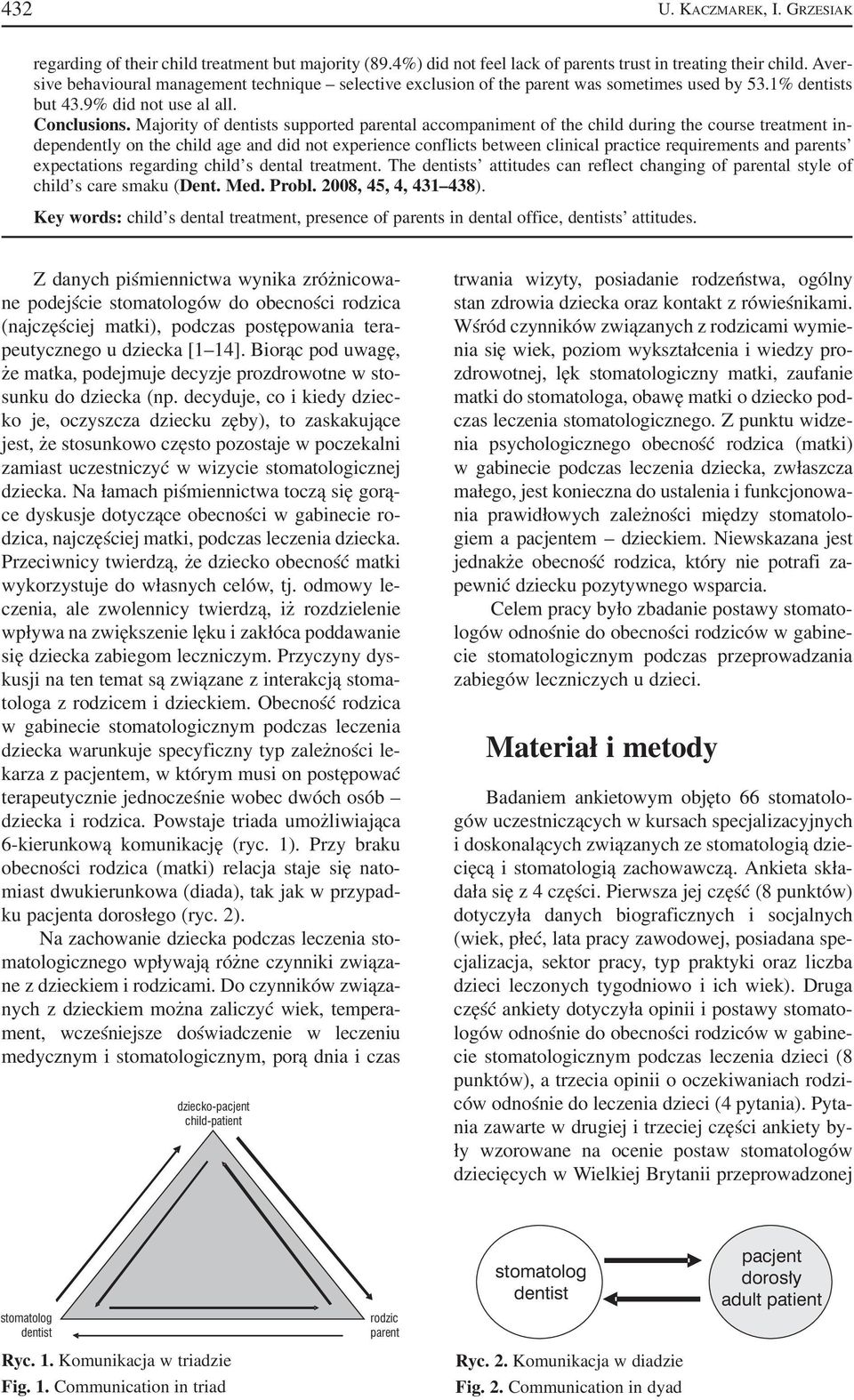 Majority of dentists supported parental accompaniment of the child during the course treatment in dependently on the child age and did not experience conflicts between clinical practice requirements