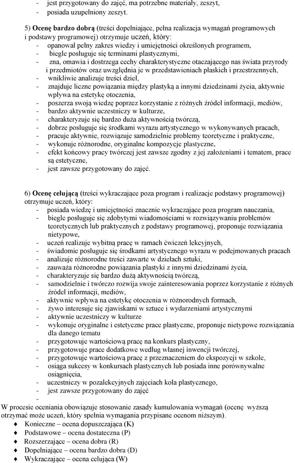 - biegle posługuje się terminami plastycznymi, - zna, omawia i dostrzega cechy charakterystyczne otaczającego nas świata przyrody i przedmiotów oraz uwzględnia je w przedstawieniach płaskich i