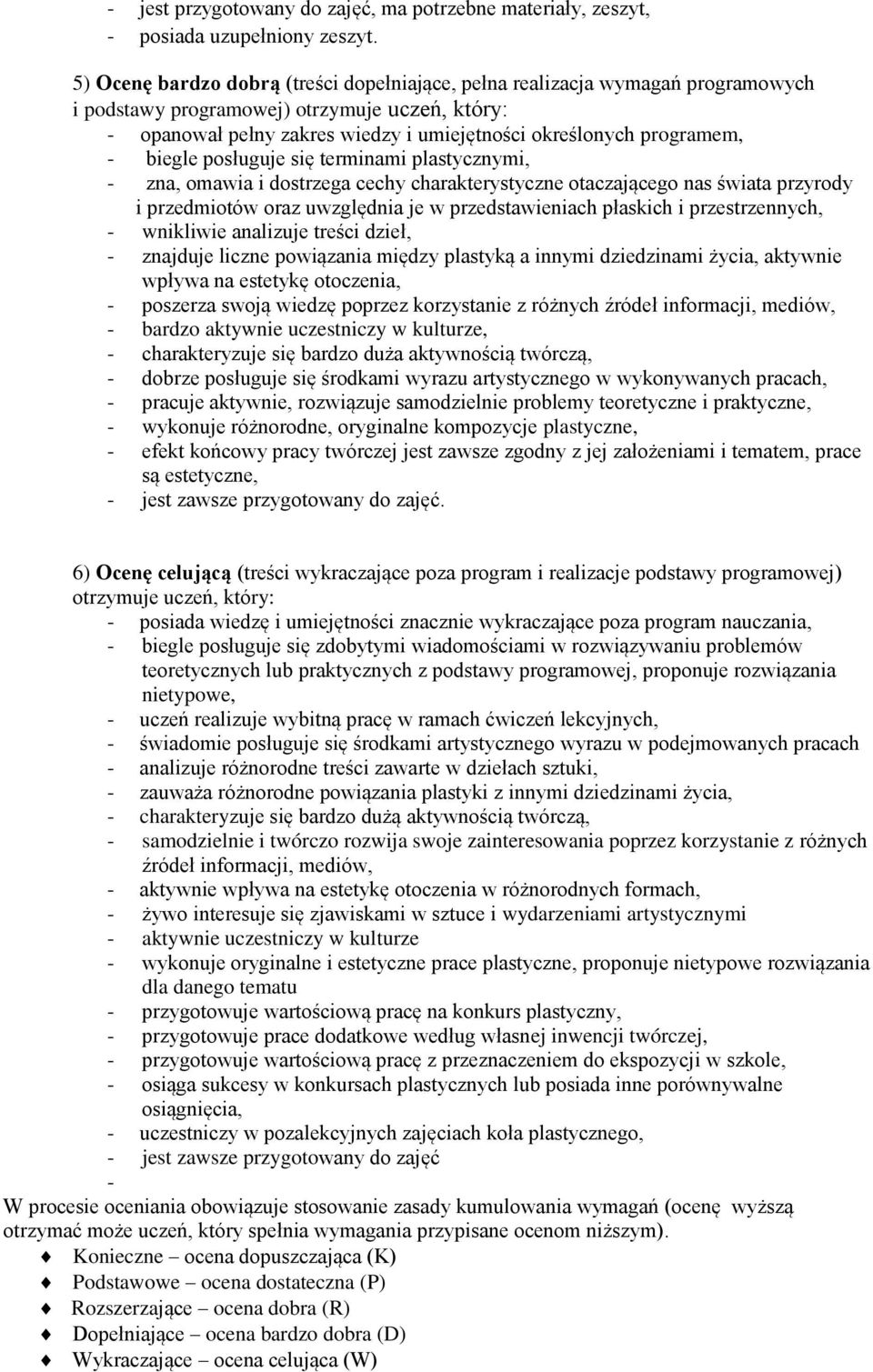 - biegle posługuje się terminami plastycznymi, - zna, omawia i dostrzega cechy charakterystyczne otaczającego nas świata przyrody i przedmiotów oraz uwzględnia je w przedstawieniach płaskich i